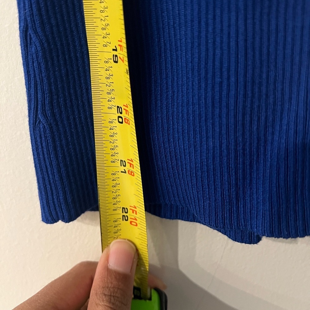 Morgan De Toi Top Turtleneck Fitted Long Sleeve Blue Sweater Y2K Small - Picture 6 of 7